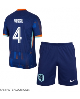 Țările de Jos Virgil van Dijk #4 Echipament de Fotbal Replică European 2024 Copii Deplasare (+ Șorturi)